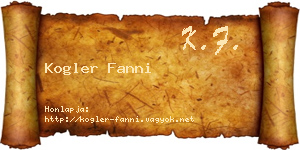 Kogler Fanni névjegykártya